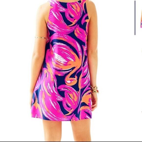 Lilly Pulitzer Jackie Shift‎ Dress Sz XS 100% Silk Bomber Blue Plume Blume 23198 - Picture 12 of 12